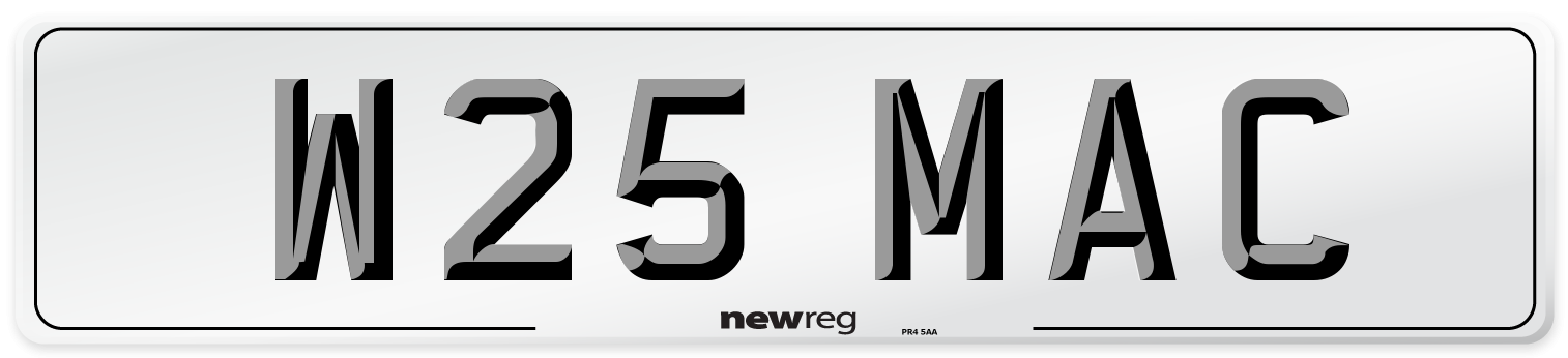 W25 MAC Number Plate from New Reg